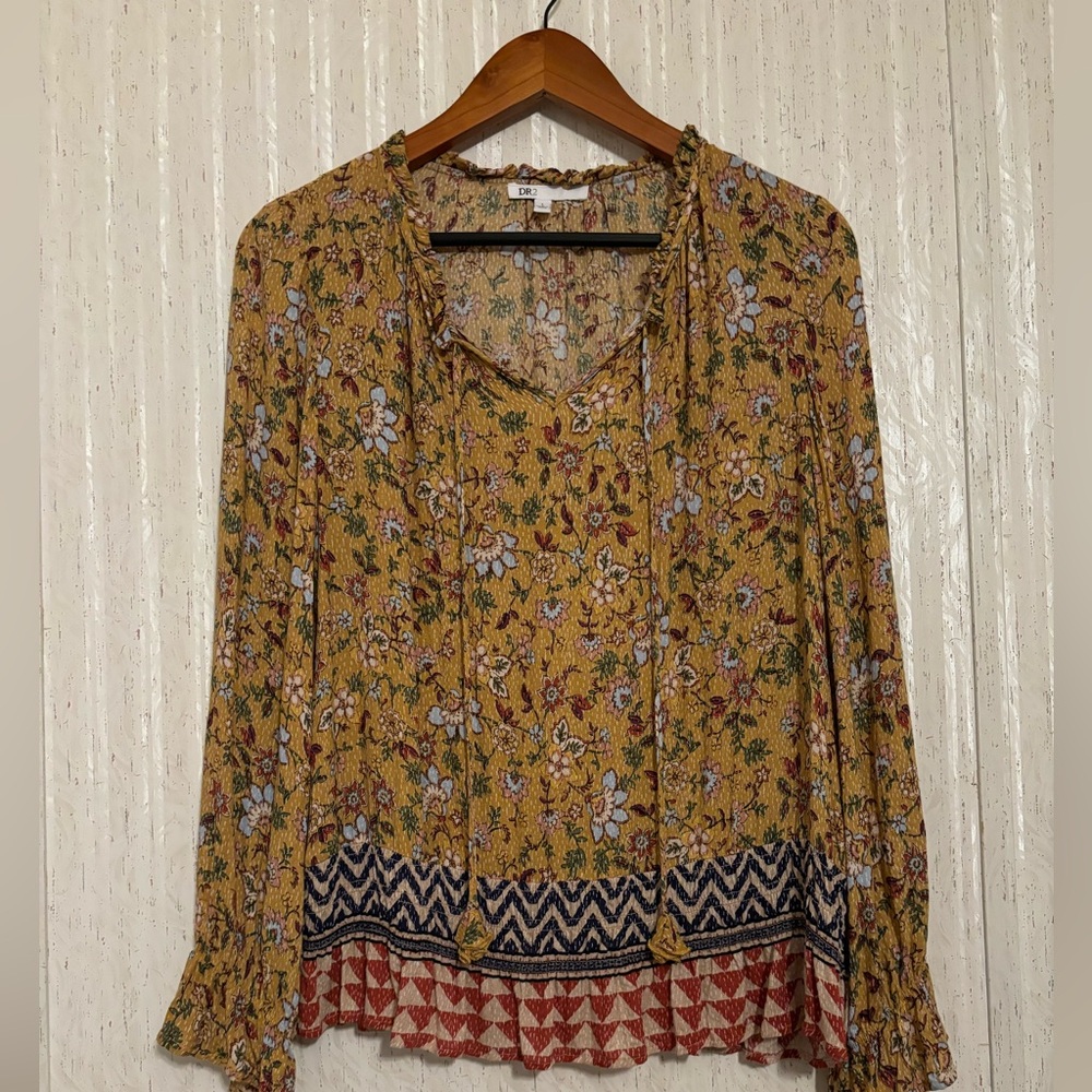 Floral Patterned Yellow Blouse